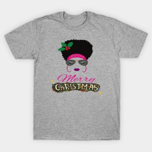 African American Woman Merry Christmas T-Shirt